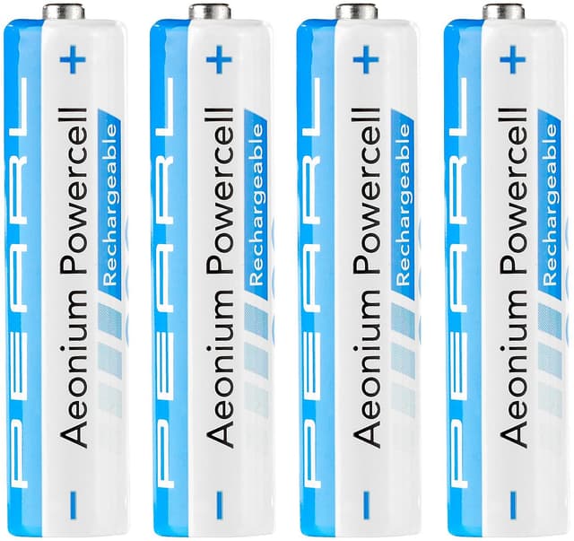 📞🔋 PEARL Telefon Akku: 4er-Set Hybrid-Akkus Aeonium Powercell Typ AAA Micro
