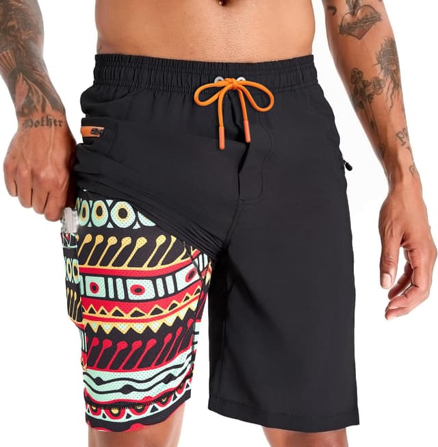 🩳 APTRO Herren Badehose Lang mit Kompression Liner - Badeshorts Schwimmhose 2 in 1 🌊🌴