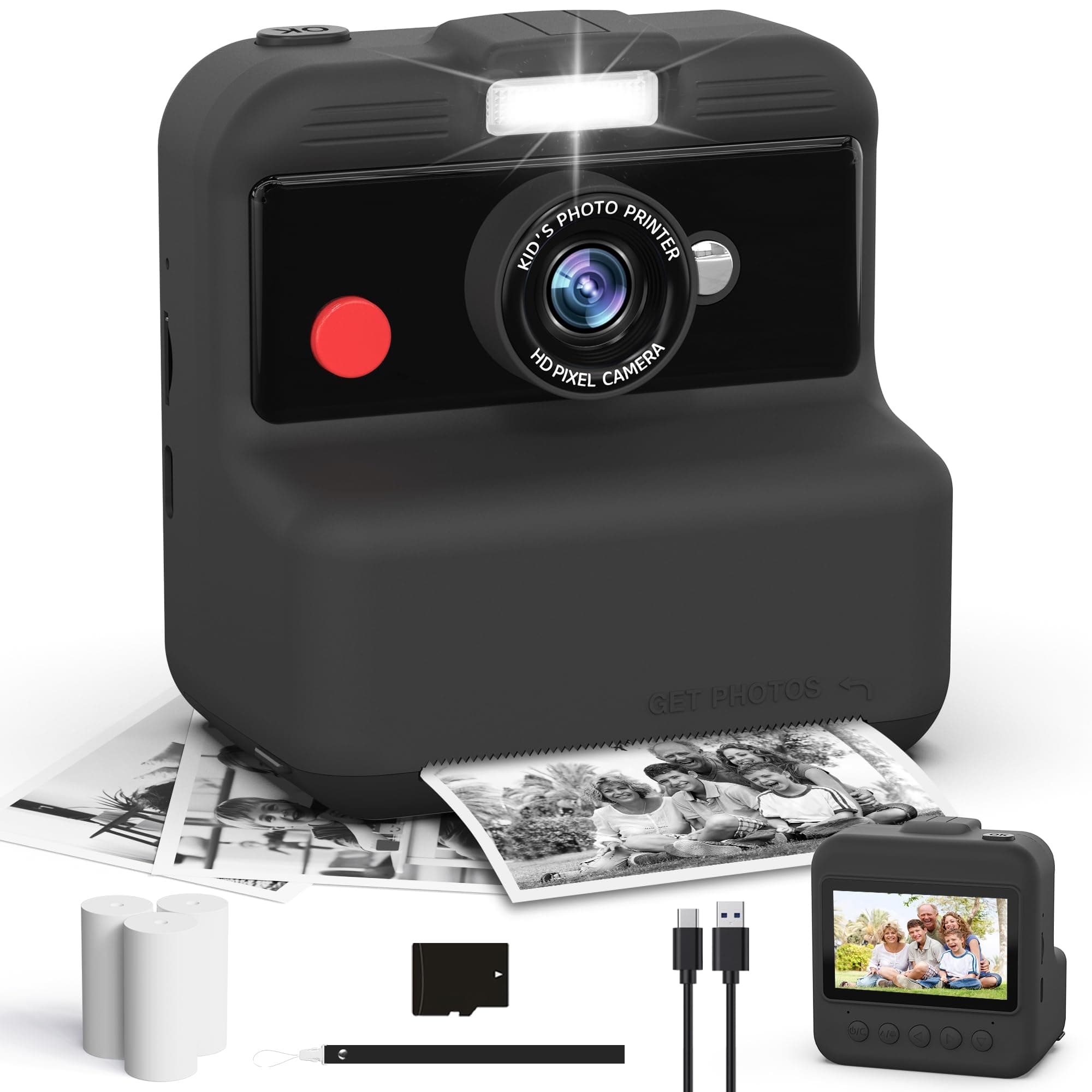 📸 CAMCLID Sofortbildkamera Kinder, 3,0 Zoll Bildschirm Kinderkamera - 48MP/1080P Kinder Kamera Sofortdruck 🎁