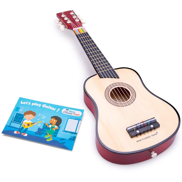 🎸🎶 New Classic Toys - 10304 - Musikinstrument - Spielzeug Holzgitarre - Deluxe - Naturell, Kinder (Unisex)