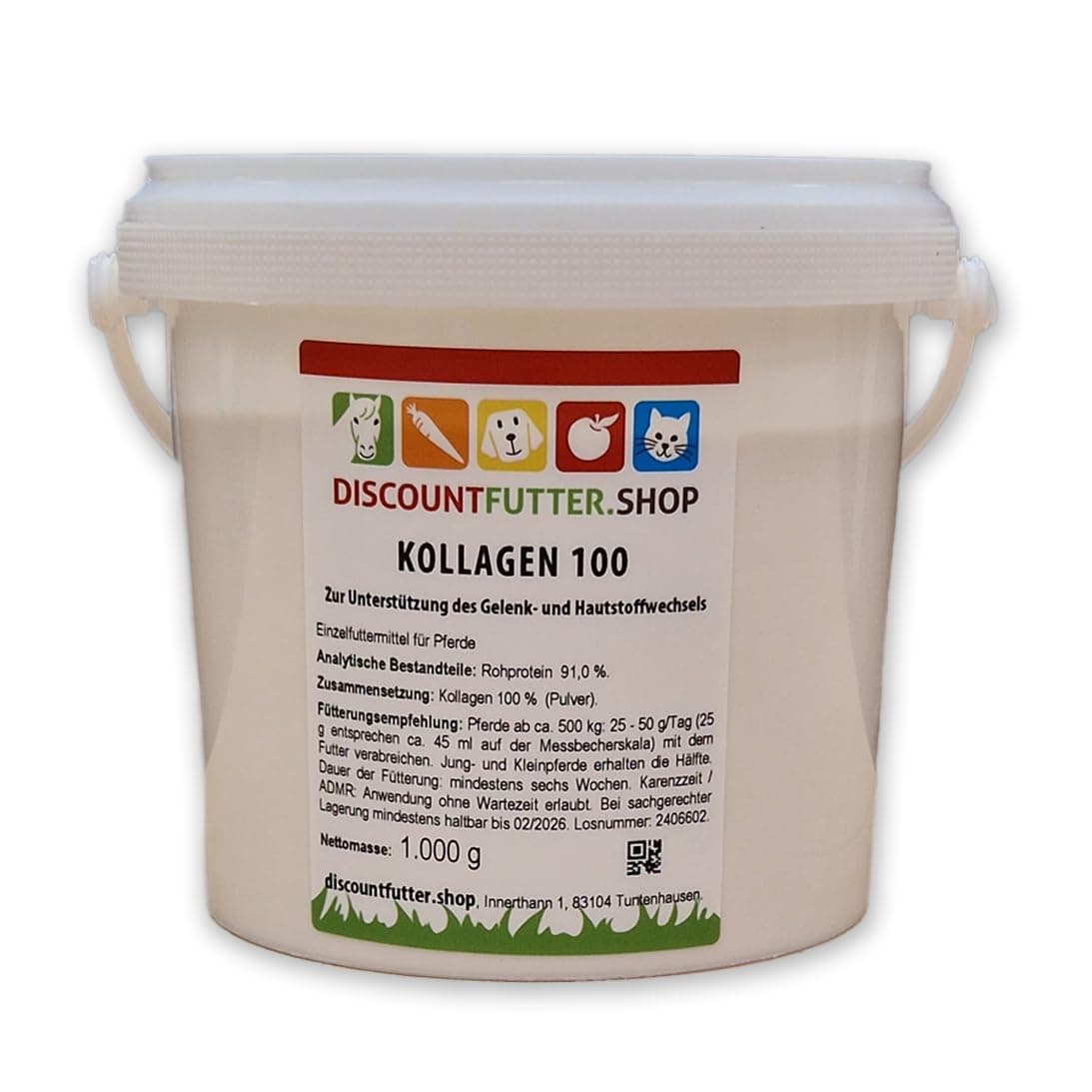 🐴 Discountfutter.shop - Kollagen 100 Pulver für Pferde | 1 kg Pulver Angebot! 🌟