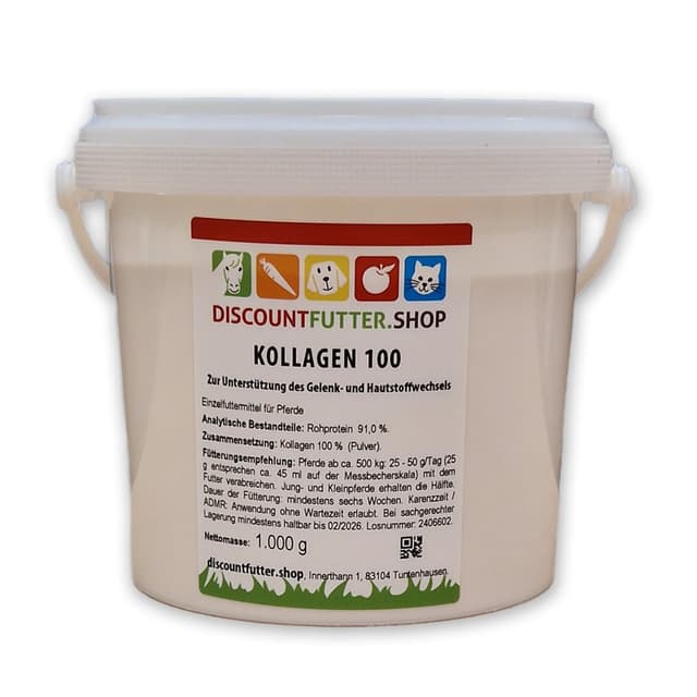 🐴 Discountfutter.shop - Kollagen 100 Pulver für Pferde | 1 kg Pulver Angebot! 🌟