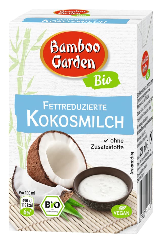Angebot: Bamboo Garden Bio Kokosmilch fettreduziert, 250 ml 🌴🥥