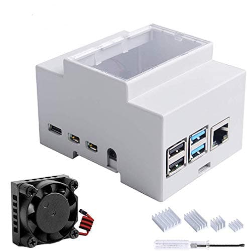 🌟 GeeekPi Schutzhülle für Raspberry Pi 4 auf DIN-Schiene mit Lüfter und Heatsink 🌟