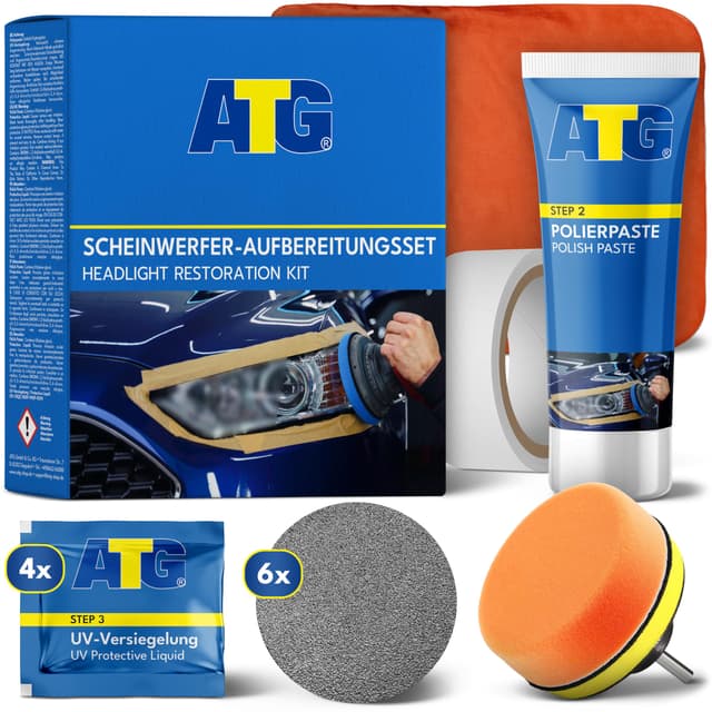 🚗 ATG® Scheinwerfer Aufbereitung Set - Universal Auto Scheinwerfer Polierset 🌟