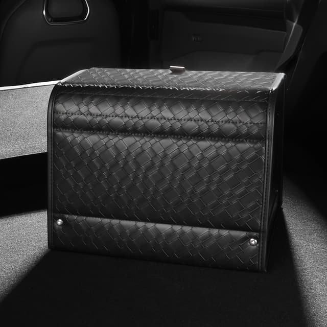 🚗 POKSRI Kofferraum-Organizer | Leder-Auto-Aufbewahrungsbox 32,8L Schwarz
