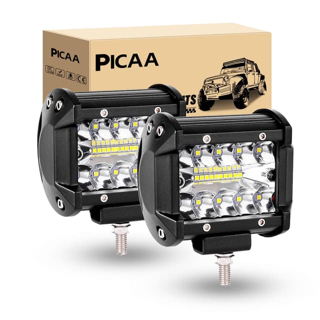PICAA LED Arbeitsscheinwerfer 2X4 Zoll 10 CM 60W 8D Led Lichtbalken 12V 24V 6000K Led Zusatzscheinwerfer Bar Spot Flutlicht Kombination LED Arbeit Licht Bar