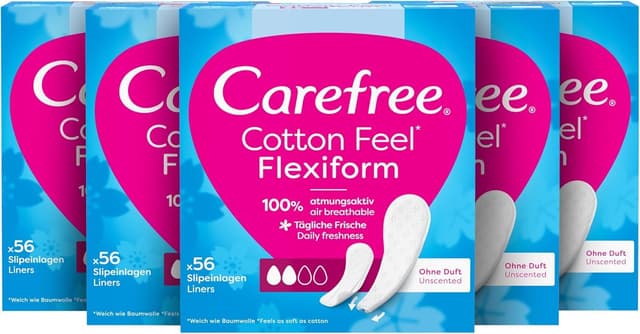 🌸 Carefree Slipeinlagen Cotton Feel Flexiform ohne Duft (5 x 56 Stück) 🌿