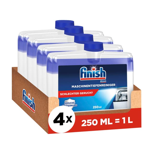 Finish Maschinentiefenreiniger - Sparpack mit 4 x 250 ml - Flüssiger Maschinenreiniger gegen Kalk und Fett 🌟