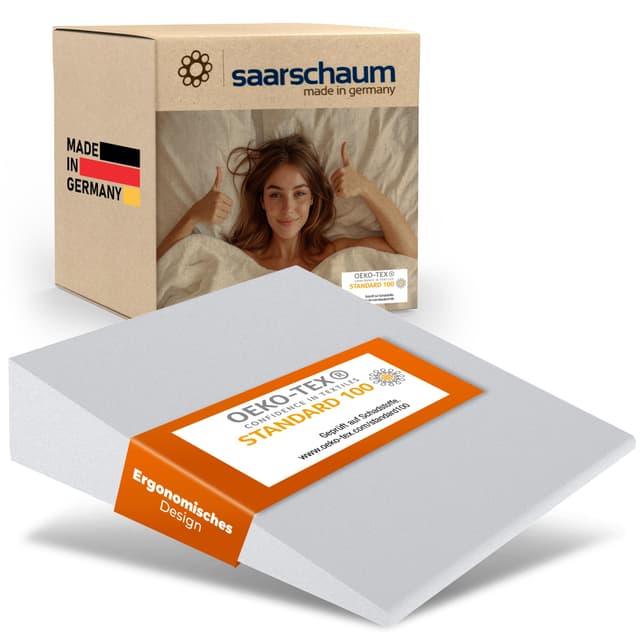 🛏️ Saarschaum• Keilkissen • Reflux Kissen • Matratzenkeil B:80xL:50xH:10 Weiß