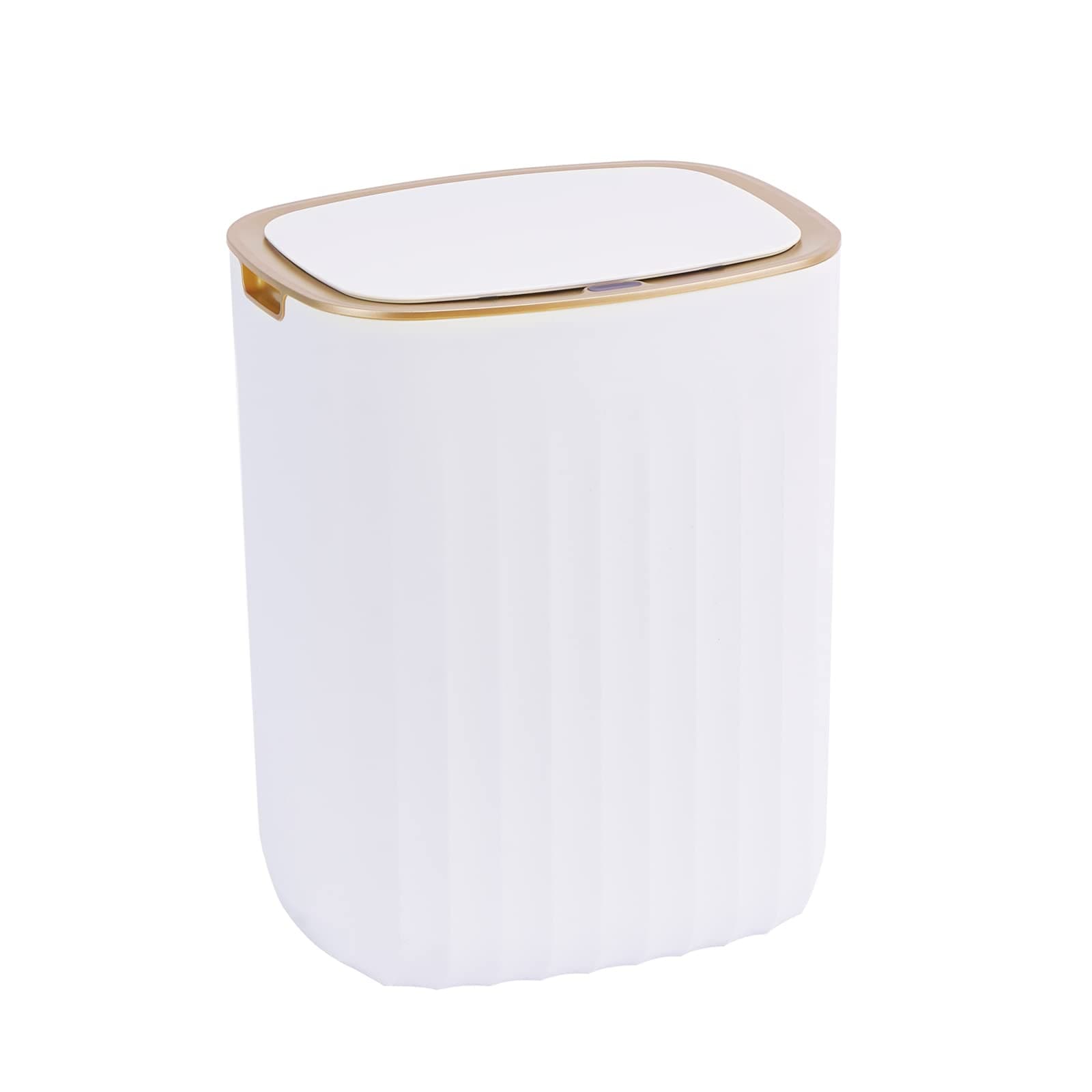 🗑️ ELPHECO 3,5 Gallonen Bewegungsmelder Mülleimer, Gold & Weiß 🌟