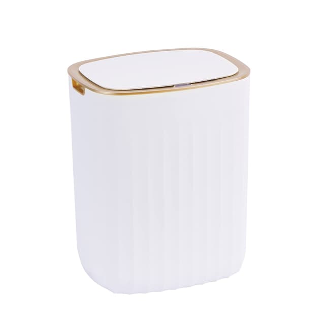 🗑️ ELPHECO 3,5 Gallonen Bewegungsmelder Mülleimer, Gold & Weiß 🌟