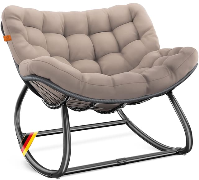 KESSER® Schaukelstuhl für drinnen & draußen ergonomischer Schaukelsessel | XXL Chillexer Taupe