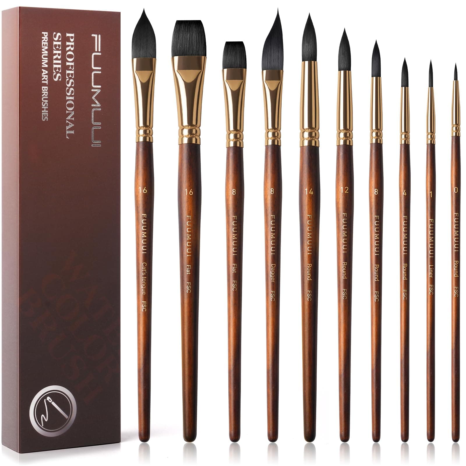 Aquarellpinsel Set - 10er Professionell Synthetisches Eichhörnchenhaar Pinselset 🎨