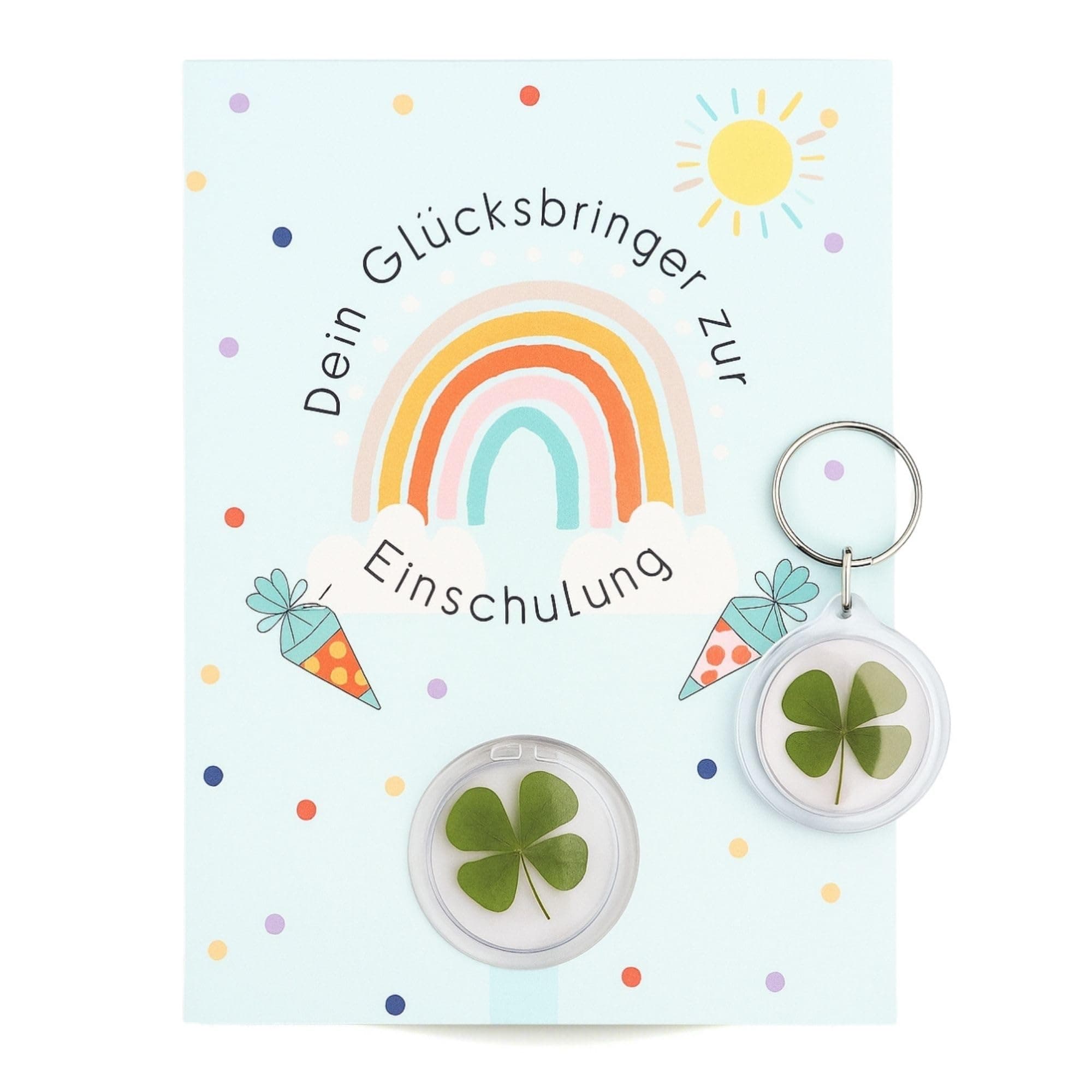 🍀 Milaboo® Schlüsselanhänger mit Kleeblatt zur Einschulung I Glücksbringer für die Schultüte 🌟