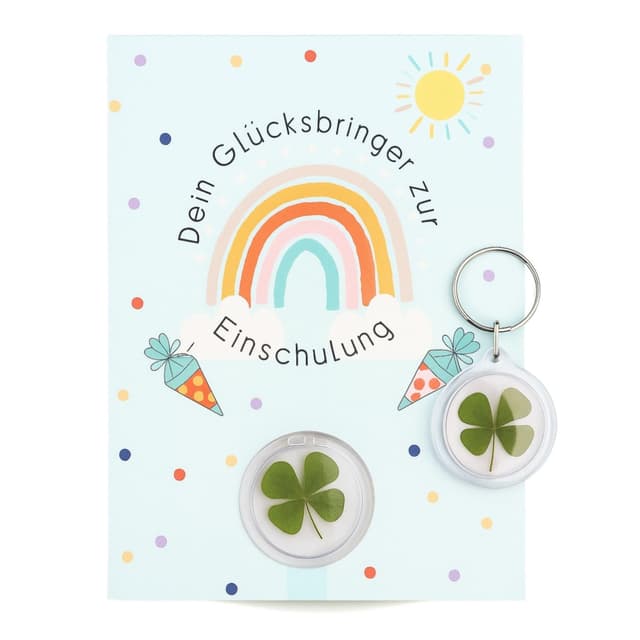 🍀 Milaboo® Schlüsselanhänger mit Kleeblatt zur Einschulung I Glücksbringer für die Schultüte 🌟