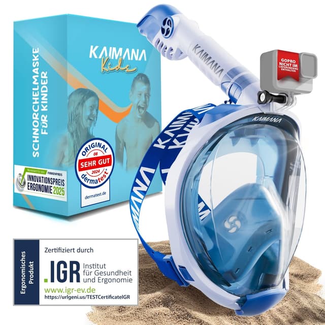 🌊🐠 Preisgekrönte KAIMANA® Schnorchelmaske für Erwachsene & Kinder - CO2-sicher - inkl. Tragetasche