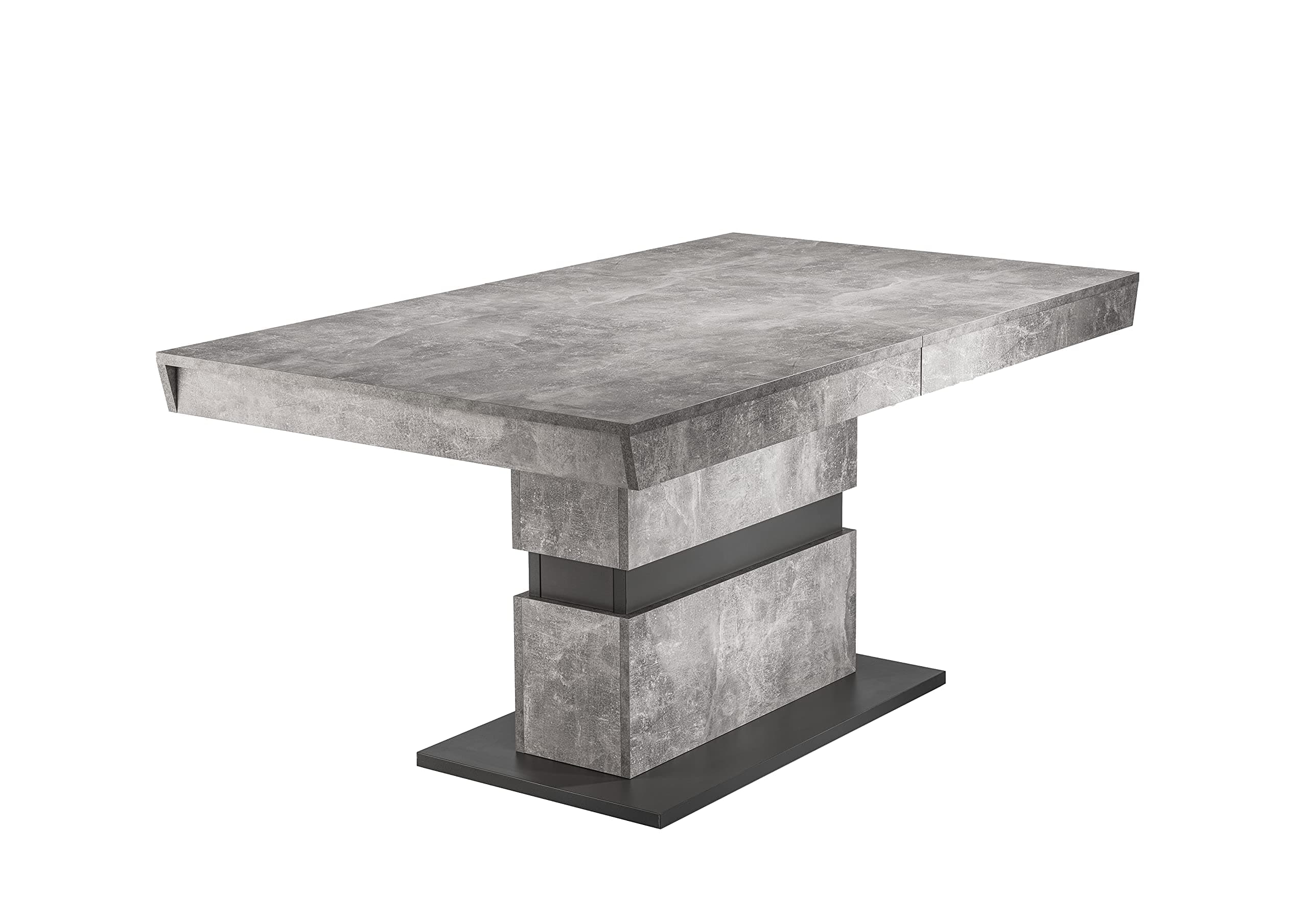 byLIVING Esszimmertisch Matthew/Küchen-Tisch 140 cm mit Auszugsfunktion auf 195 cm/Auszugstisch Beton-Optik grau/Esstisch ausziehbar mit Einlegeplatte/B 140-195, H 75, T 90 cm 140-195 x 90, H 75 cm Grau 😍