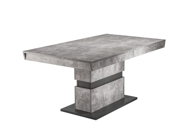 byLIVING Esszimmertisch Matthew/Küchen-Tisch 140 cm mit Auszugsfunktion auf 195 cm/Auszugstisch Beton-Optik grau/Esstisch ausziehbar mit Einlegeplatte/B 140-195, H 75, T 90 cm 140-195 x 90, H 75 cm Grau 😍