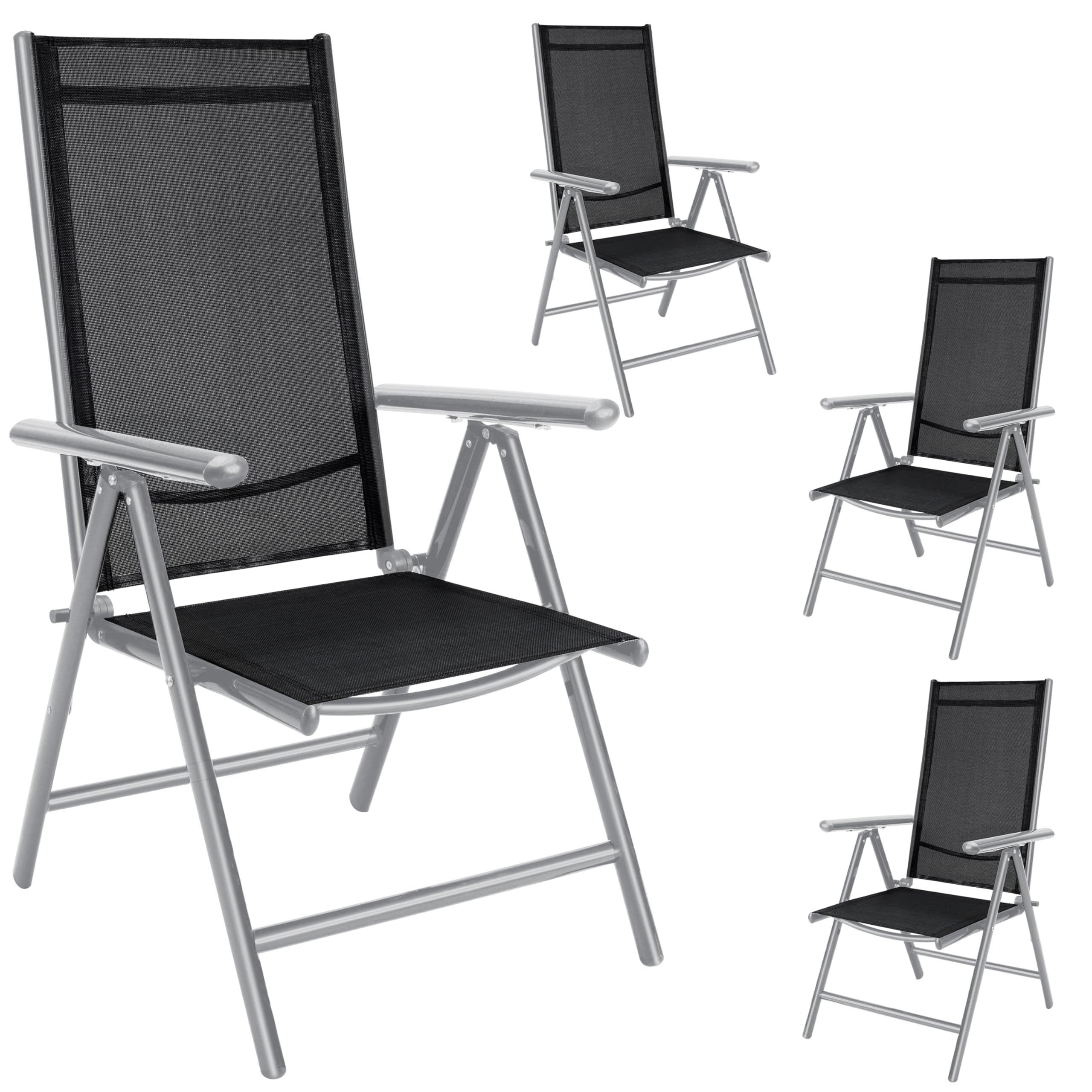 Casaria® Gartenstühle 4er Set Hochlehner Klappbar 8-Fach Verstellbar Camping Stuhl Aluminium Wetterfest Klappstuhl 120kg Belastbarkeit Garten Balkon 4 Silber 🪑🌿