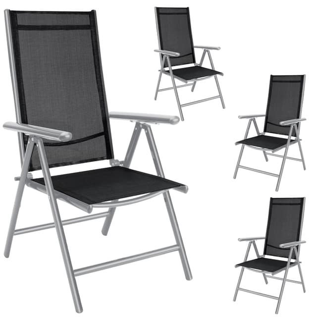 Casaria® Gartenstühle 4er Set Hochlehner Klappbar 8-Fach Verstellbar Camping Stuhl Aluminium Wetterfest Klappstuhl 120kg Belastbarkeit Garten Balkon 4 Silber 🪑🌿