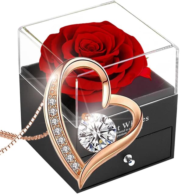 🌹 SWEETIME Forever Red Rose Geschenkbox mit Halskette 🎁