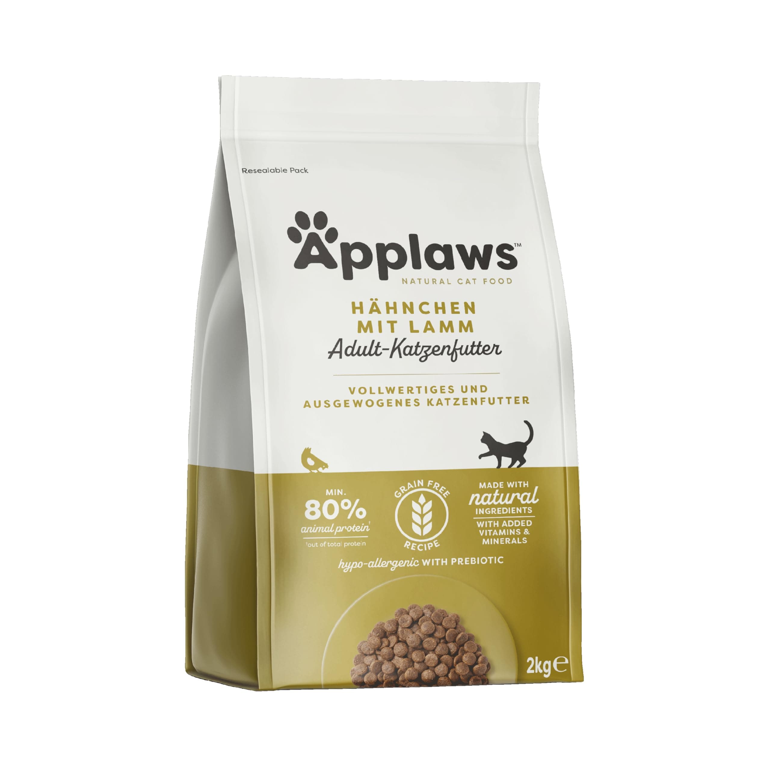 Applaws Katzentrockenfutter Adult, Huhn mit Lamm 2kg - Getreidefrei und komplett