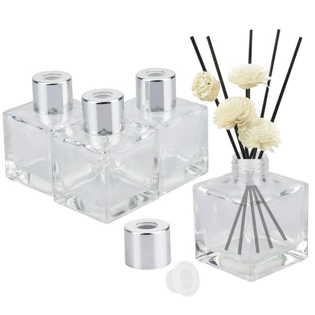 EMAGEREN 4 Stück Glasdiffusorflaschen Set 🌿 Ätherische Öl Duft Reed Halter 🌿