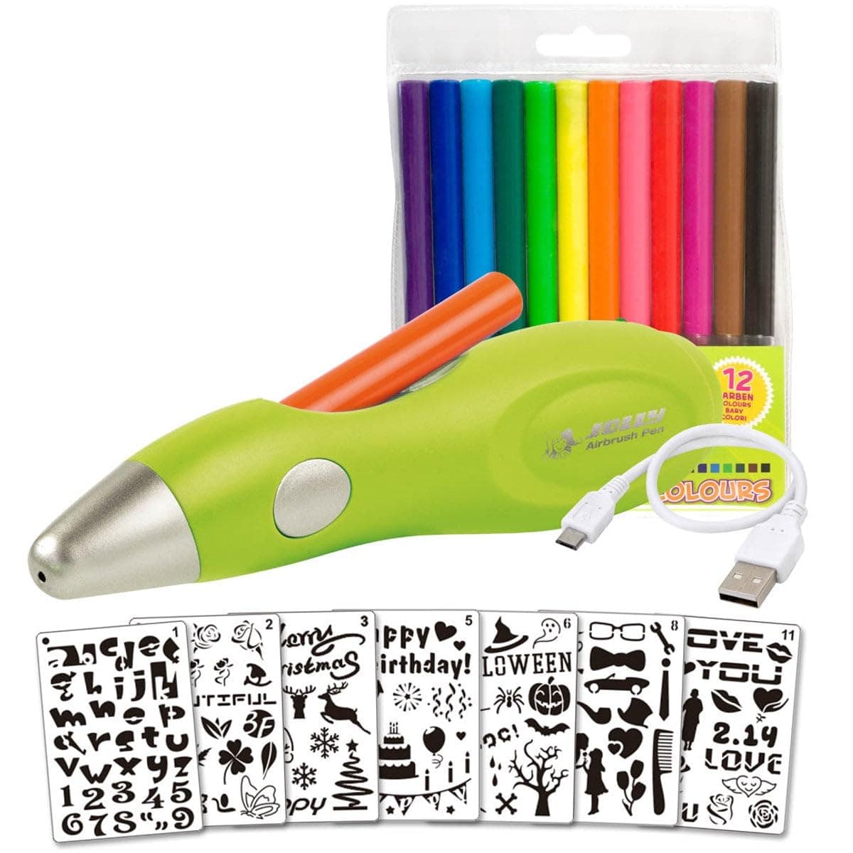 Jolly Airbrush Spaß 🎨 Kinderfreundlich und Ungiftig 🌈 20-teiliges Set