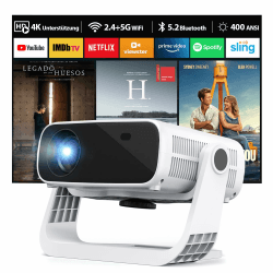🌟 Wielio 2025 Neuer Smart Beamer 🎥 Android 11 | 1080P mit 4K Unterstützung | WiFi 6 & Bluetooth 5.2 | 400 ANSI Lumen | Leiser Lüfter
