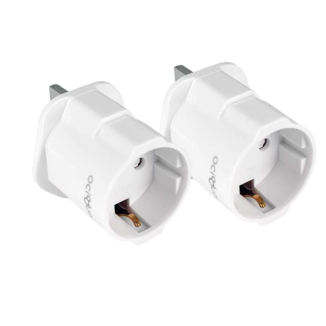 🔌 OcioDual 2X Steckdosenadapter England, Reiseadapter Typ G, Weiß Weiß EU a UK x2