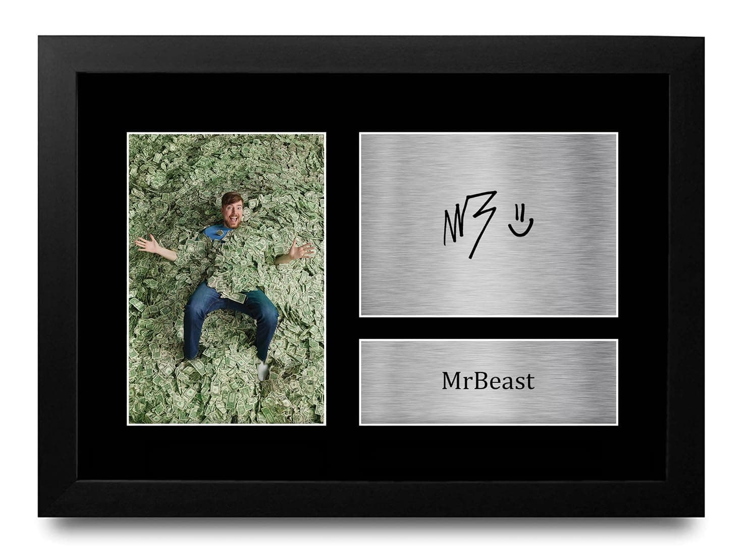 🎁🌟 HWC Trading MrBeast Geschenke Gedrucktes Signiertes Autogramm Foto für Anhänger und Fans - A4 Gerahmt (Gerahmt) 🌟🎁