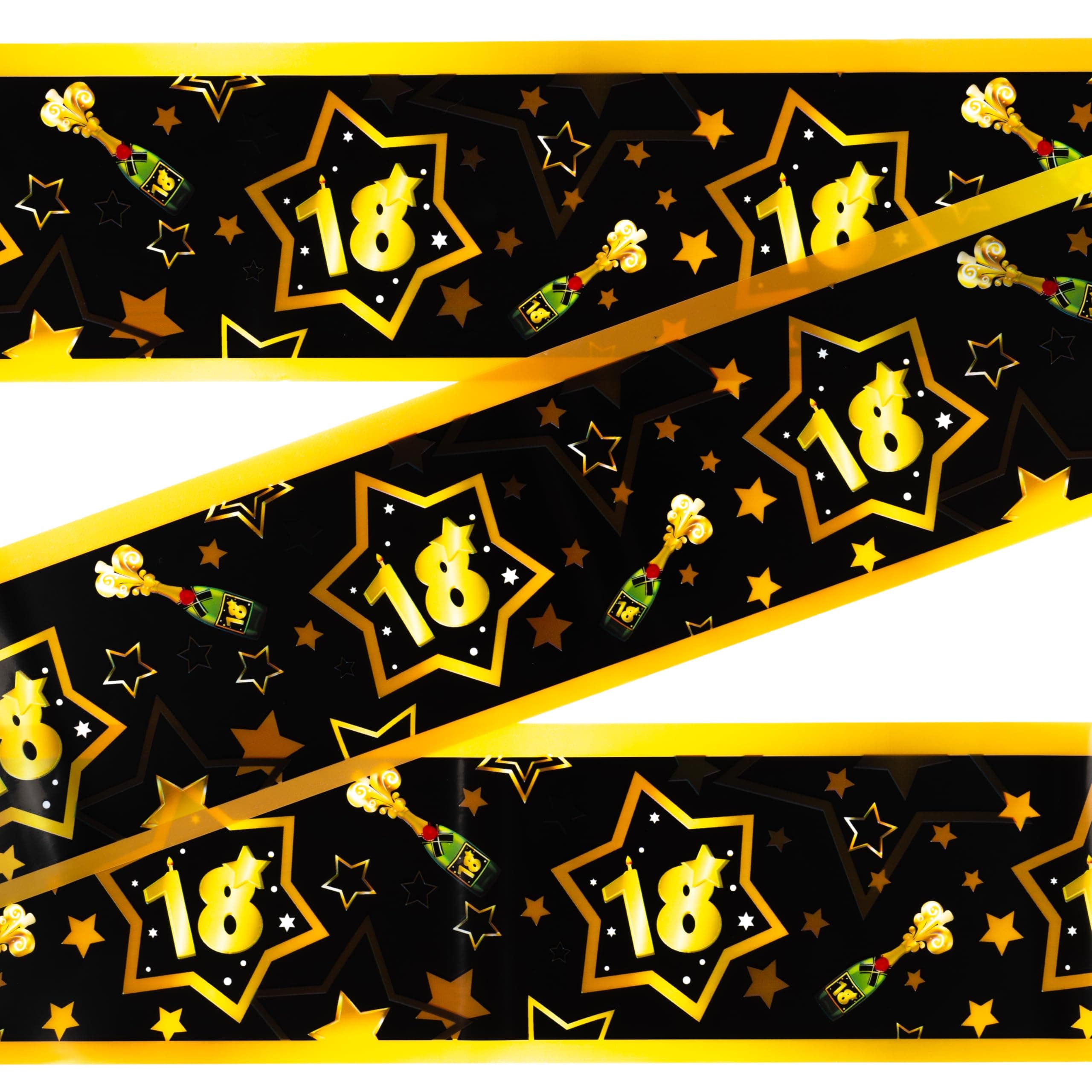 🎉 18. Geburtstag Deko Absperrband schwarz/gold - Originelle Dekoration 🎁