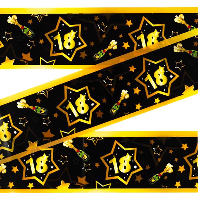 🎉 18. Geburtstag Deko Absperrband schwarz/gold - Originelle Dekoration 🎁