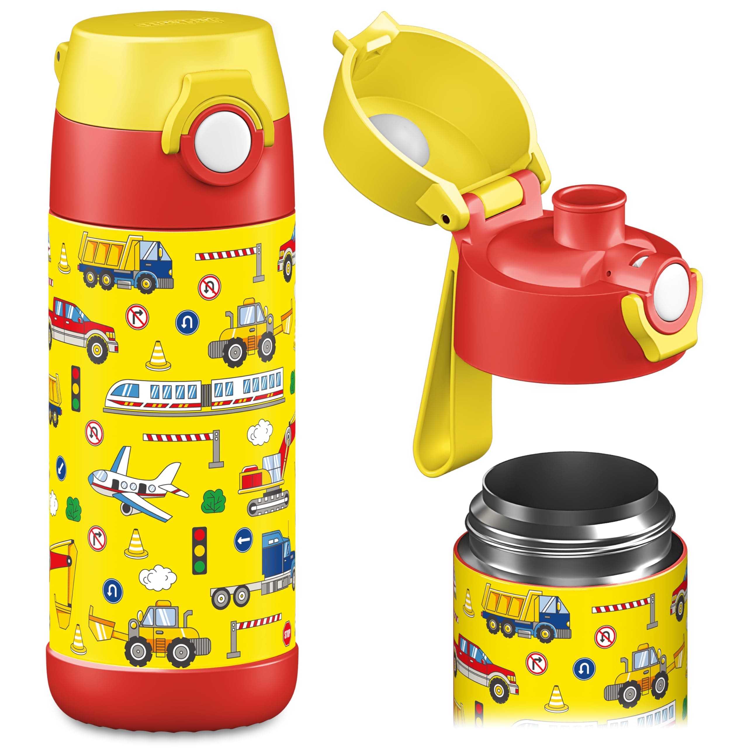 JARLSON® Trinkflasche Kinder 'MALI' - Thermo Edelstahl Wasserflasche 🟠🟡🟢🔵🟣