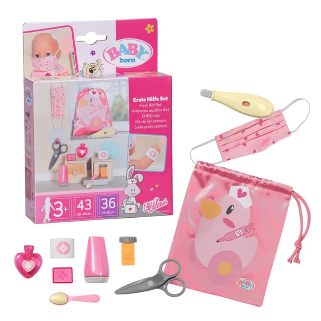 👶🏼🏥 BABY born Erste-Hilfe-Set für 36 und 43 cm Puppen, 834091 Zapf Creation, Rosa 🎁