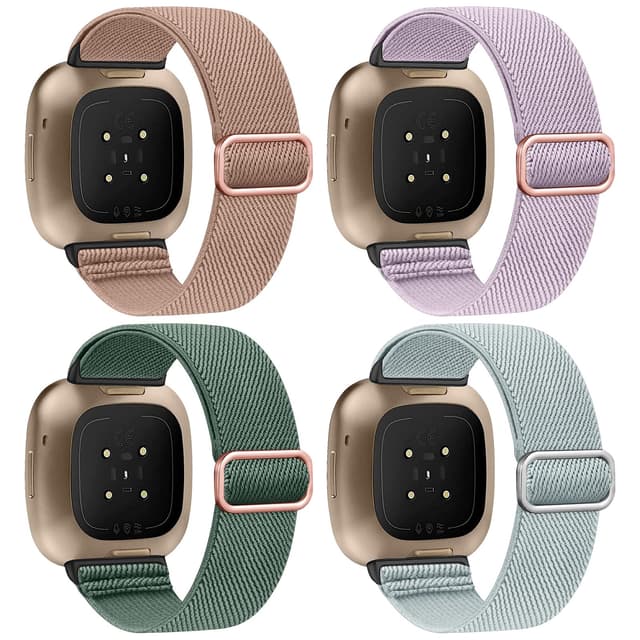 Zspoly 4 Stück Stretch Nylon Armbänder für Fitbit - 🌸🌲💜🍵