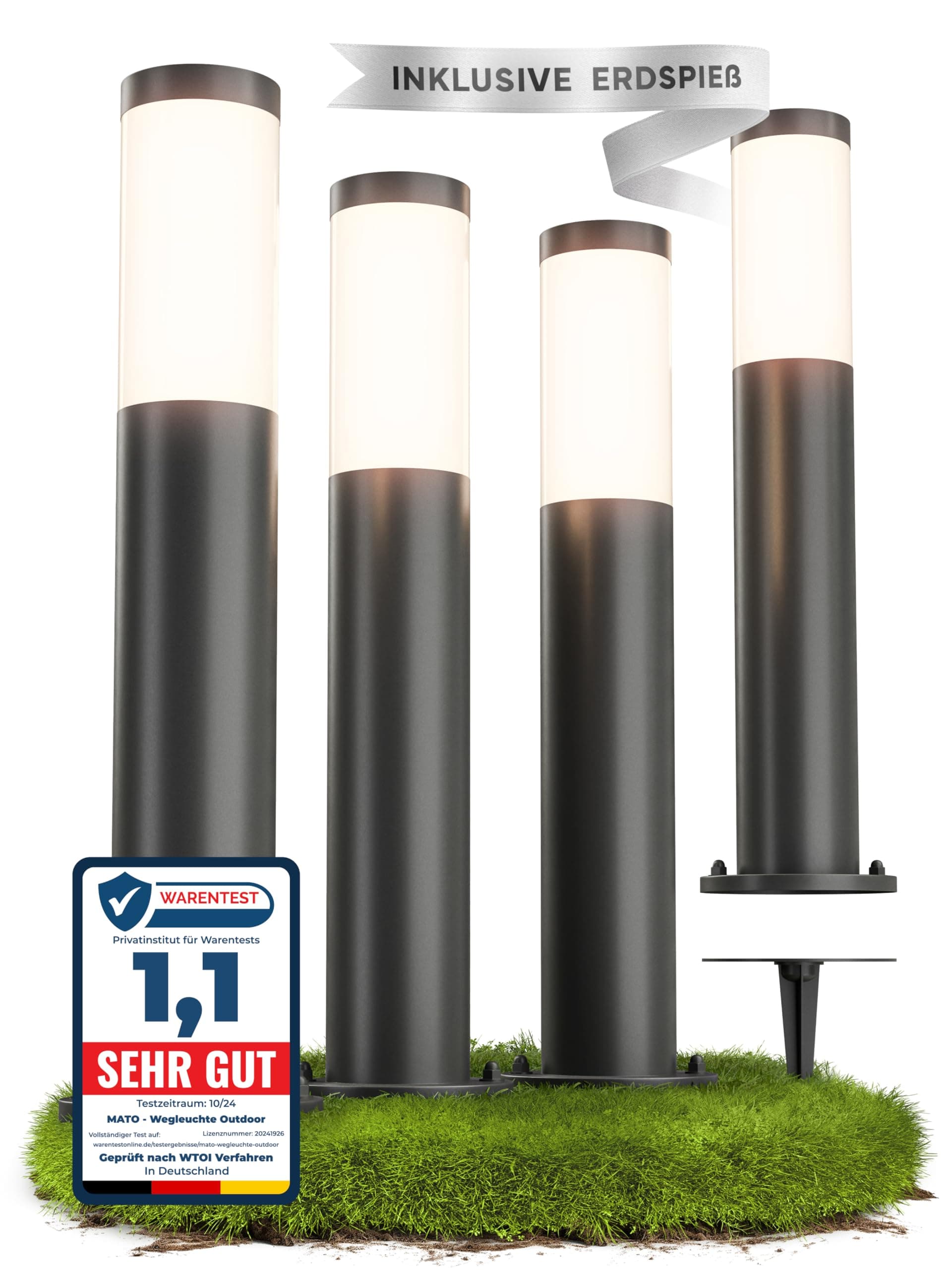 Angebot: 4x Wegleuchten Außen 🌿🌟 - Outdoor Pollerleuchte aus Edelstahl IP44