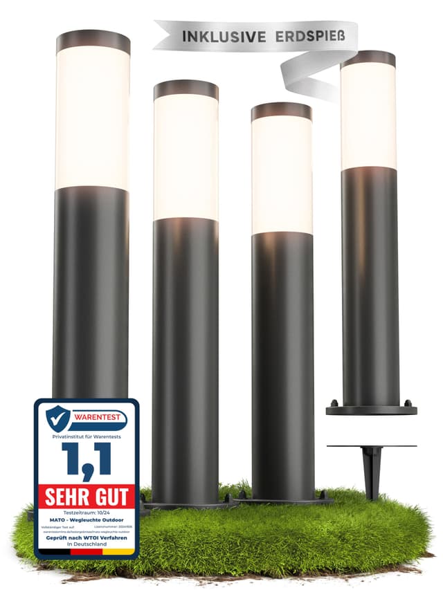 Angebot: 4x Wegleuchten Außen 🌿🌟 - Outdoor Pollerleuchte aus Edelstahl IP44