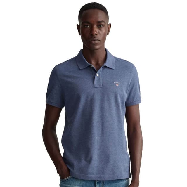 🔥 Super Deal: GANT Herren Reg Shield Ss Pique Polo Polohemd XXL Dark Jeansblue Melange!