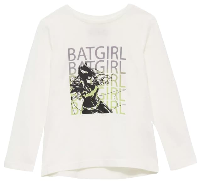 s.Oliver Mädchen Langarmshirt mit Batgirl-Print 92-98 Große Größen 0210 Weiß 👧🦸‍♀️
