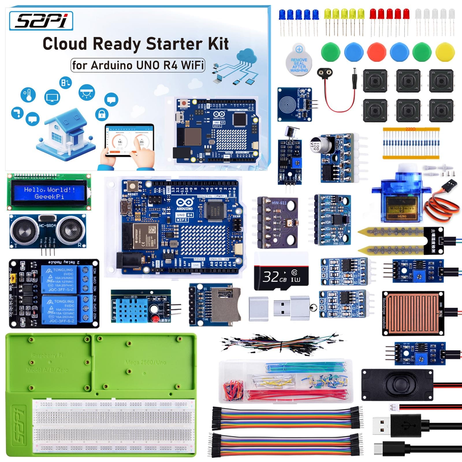 🔥 GeeekPi UNO R4 WiFi Ultimate Starter Kit - Original Arduino UNO R4 WiFi 🚀