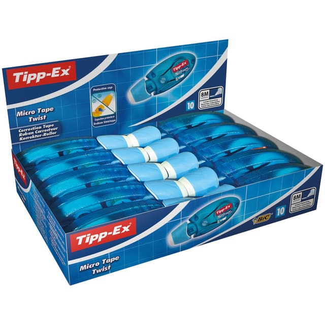 🏫📚 Tipp-Ex Korrekturroller Micro Tape Twist mit Schutzkappe, 8m x 5mm, 10er Pack - Sonderangebot!