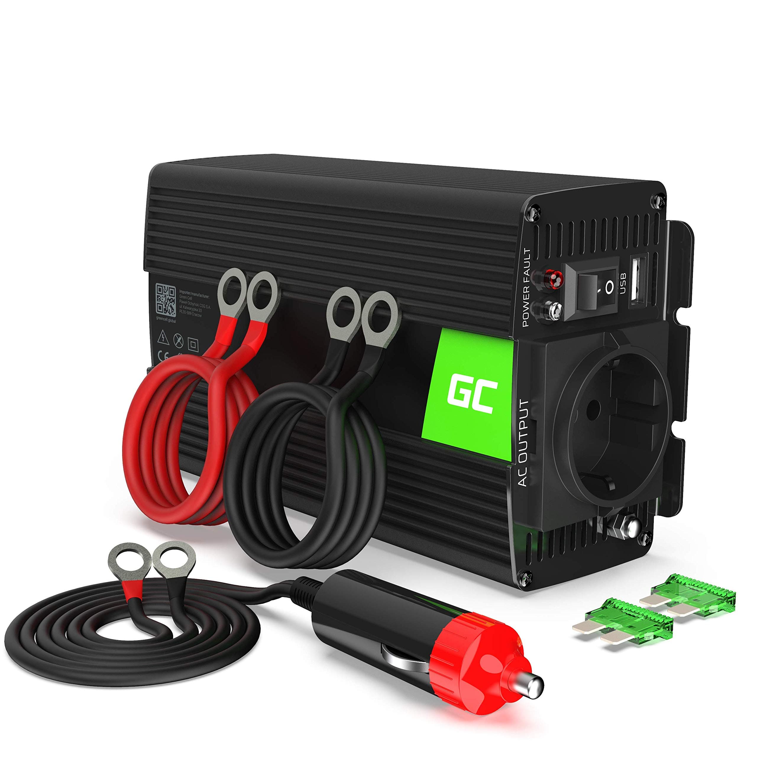 Green Cell® 500W/1000W 12V auf 230V Sine Wave Volt kfz Spannungswandler Wechselrichter Power Solar Inverter DC AC Umwandler Stromwandler Wohnwagen Auto Modifizierte Sinus Zigarettenanzünder Steckdose Modifizierte Sinus 500W 12V