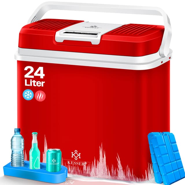 KESSER® 24 Liter Kühlbox | KÜHLT und WÄRMT | Thermo-Elektrische Kühlbox 12V und 230V | Mini-Kühlschrank mit ECO & MAX Modus 🌡️🥶🔥
