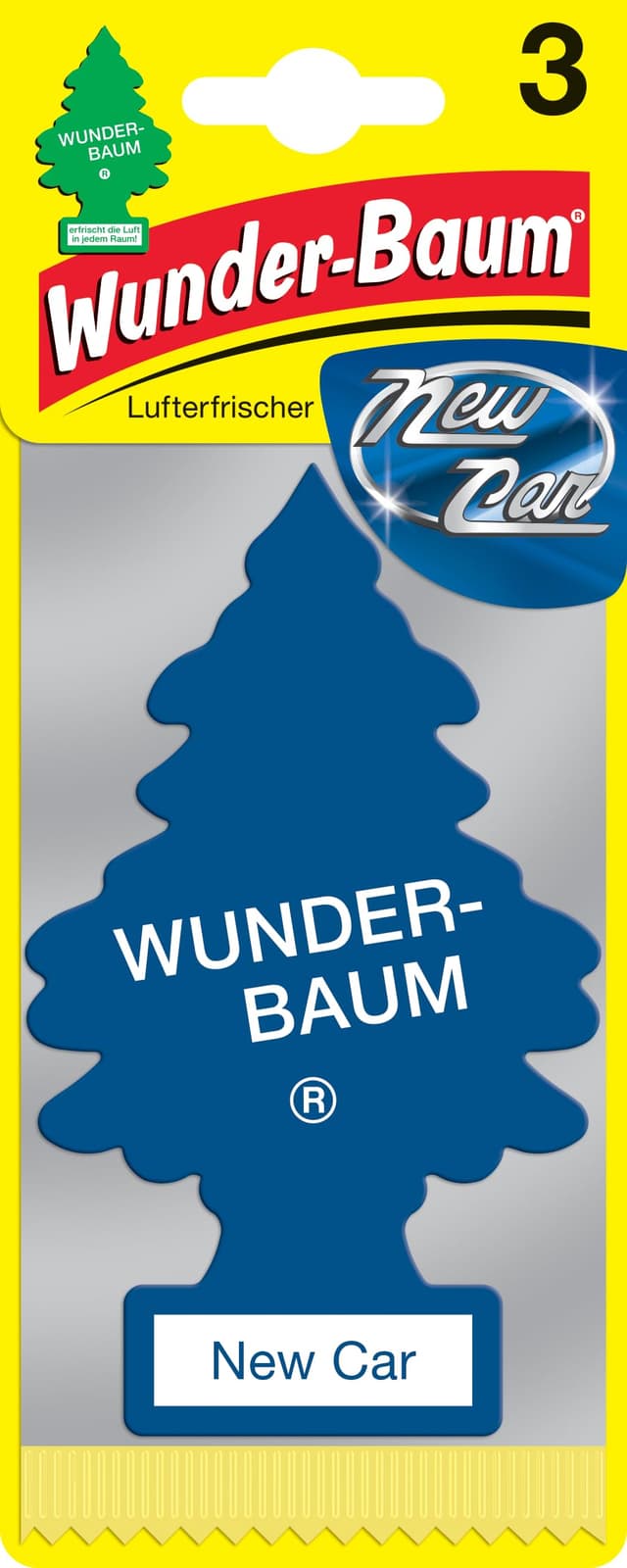 🚗✨ WUNDER-BAUM Auto-Lufterfrischer I Anhänger für langanhaltenden Duft im Auto oder zu Hause I New Car, 3 Stück, Blau New-Car