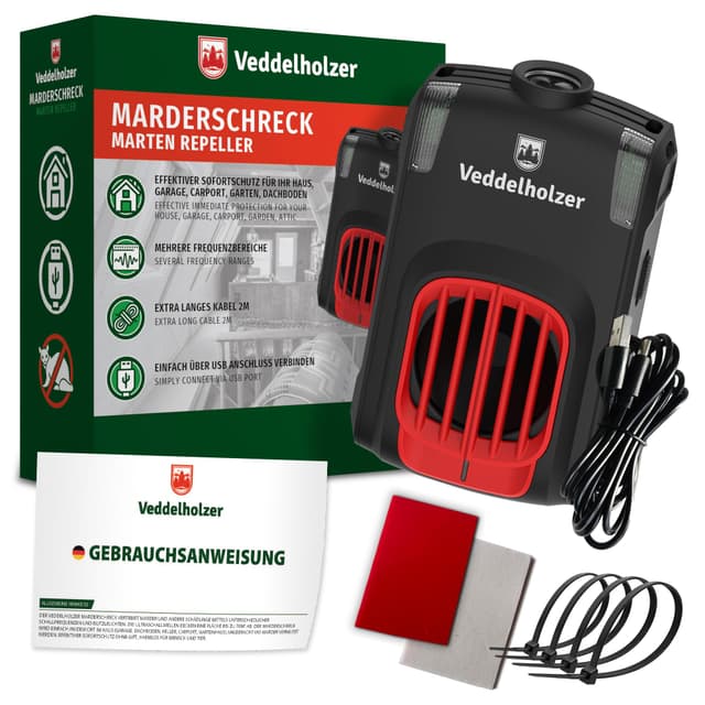 Veddelholzer Marderabwehr mit USB Stecker Ultraschall & LED Blitzlichter 🦝🚫