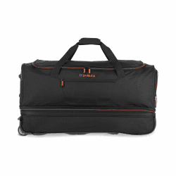 🧳 Travelite Trolley Reisetasche mit Rollen groß, erweiterbares Volumen, Basics, Weichgepäck Rolltasche mit Dehnfalte, 70 cm, 98-119 Liter Schwarz/Orange 70 cm