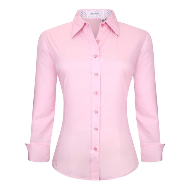 👚🌸 Alex Vando Bluse Damen Langarm Hemd Damen Stretch – Business Button Down Shirts 12-pink