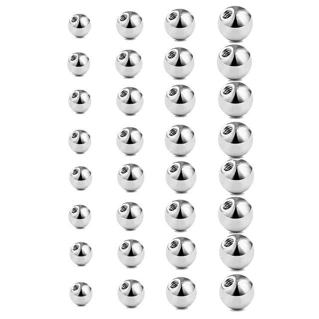 Gojewen Piercing Kugeln 1,2mm 1,6mm Silber Ersatzkugel Schraubkugel 3/4/5/6mm